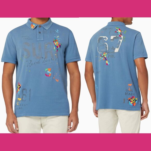 Ralph Lauren Custom Slim Surf Embroidered Big Pony Mesh Polo Shirt Mens 4XB